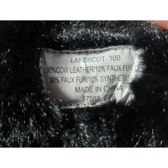 WOMEN'S LAUREN RALPH LAUREN LEATHER TIE ANKLE BOOTS LANESCOT FAUX FUR BLACK 10 B - Picture 12 of 12